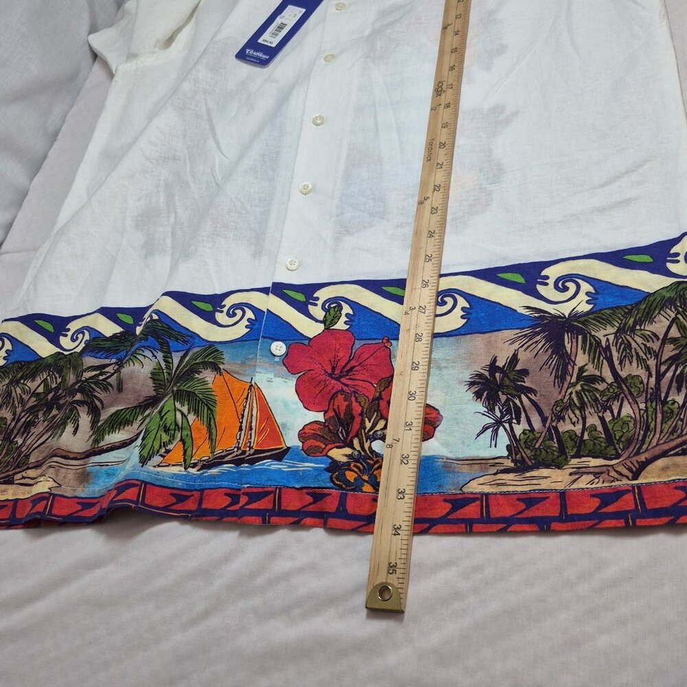 Caribbean Men' Shirt Size 2XB Linen Blend Short Sleeve button Up White (52) - Picture 5 of 12